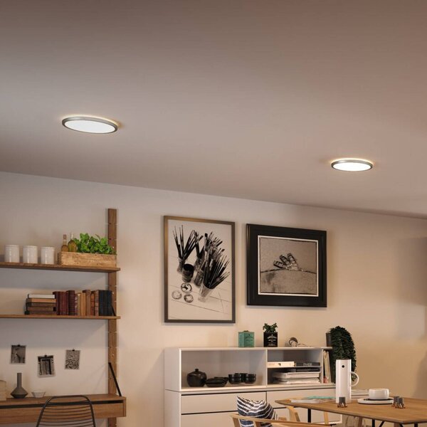 Paulmann Atria Shine LED panel, króm, Ø29 cm, 3000 K, be-/kikapcsoló, IP20, Alu / szürke / cink, Nappali / Étkező, Műanyag, Modern