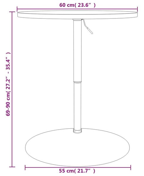 VidaXL Bárasztal - Fekete Fa - Állítható Magasság - 60cm