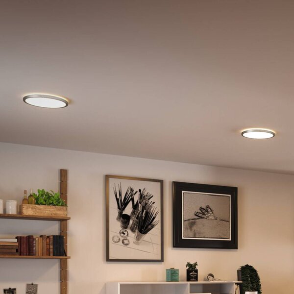 Paulmann Atria Shine LED panel, króm, Ø19 cm, 3000 K, be-/kikapcsoló, IP20, Alu / szürke / cink, Nappali / Étkező, Műanyag, Modern