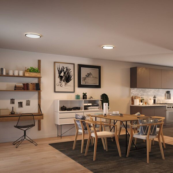 Paulmann Atria Shine LED panel, króm, Ø29 cm, 3000 K, be-/kikapcsoló, IP20, Alu / szürke / cink, Nappali / Étkező, Műanyag, Modern