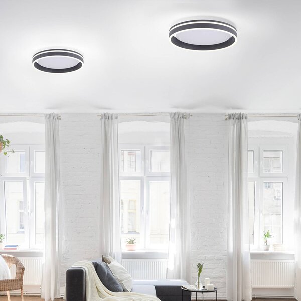 Q-Smart-Home Paul Neuhaus Q-VITO LED mennyezeti lámpa 40cm antracit, dimmelhető, Fekete, Nappali / Étkező, fém, Modern