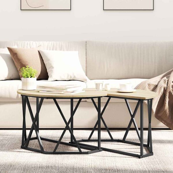 Dohányzóasztal Sonoma tölgy 80 x 80 x 42 cm Műszaki fa és acél