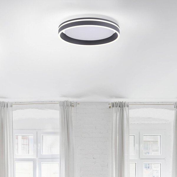 Q-Smart-Home Paul Neuhaus Q-VITO LED mennyezeti lámpa 40cm antracit, dimmelhető, Fekete, Nappali / Étkező, fém, Modern