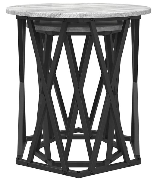 Dohányzóasztal 2 db Szürke Sonoma 50 x 50 x 50 cm