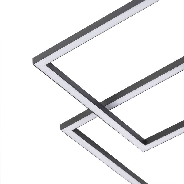 Lindby Duetto LED-es mennyezeti lámpa, 65 cm, antracit, 38 W, alumínium, dimmelhető, Fekete, Nappali / Étkező, Alumínium, Modern