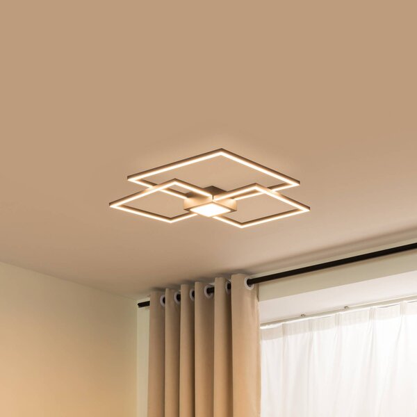 Lindby Duetto LED-es mennyezeti lámpa, 65 cm, antracit, 38 W, alumínium, dimmelhető, Fekete, Nappali / Étkező, Alumínium, Modern