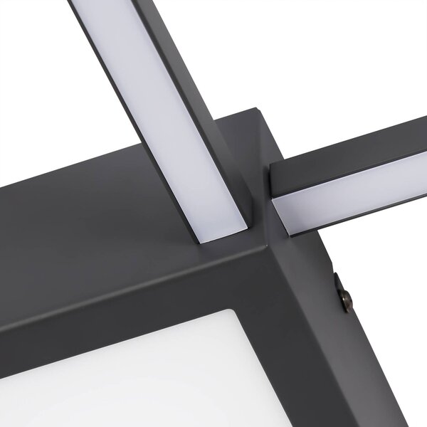 Lindby Duetto LED-es mennyezeti lámpa, 65 cm, antracit, 38 W, alumínium, dimmelhető, Fekete, Nappali / Étkező, Alumínium, Modern
