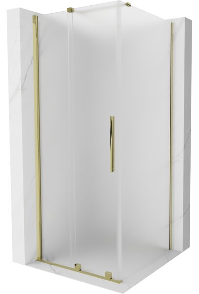 Mexen Velar, zuhanykabin tolóajtóval 110 x 110 cm, 8 mm-es matt üveg, arany fényes, 871-110-110-31-50