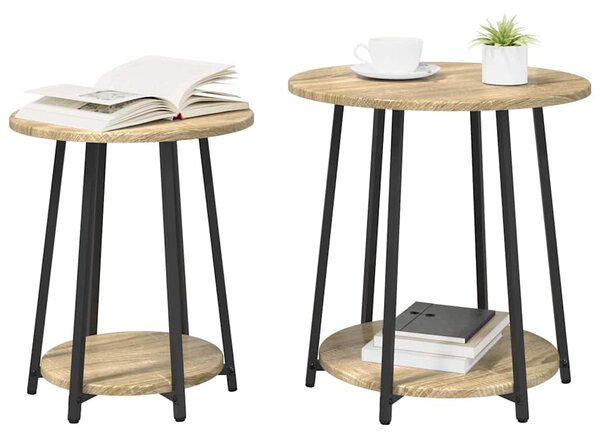 Kisasztal készlet 2 db Sonoma Tölgy és Fekete 50 x 50 x 51 cm