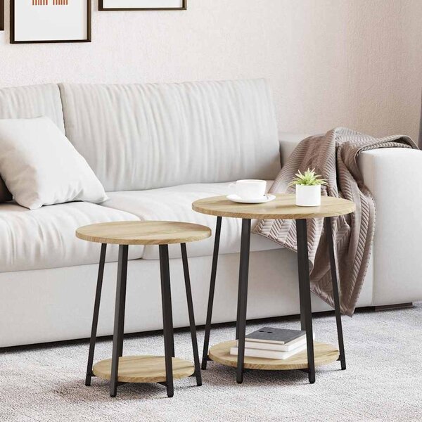 Kisasztal készlet 2 db Sonoma Tölgy és Fekete 50 x 50 x 51 cm