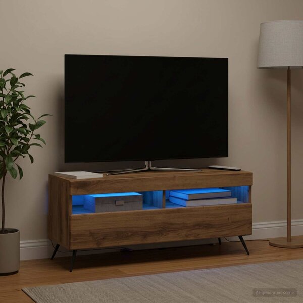 LED TV szekrény Kézműves Tölgy Szerelt Fa