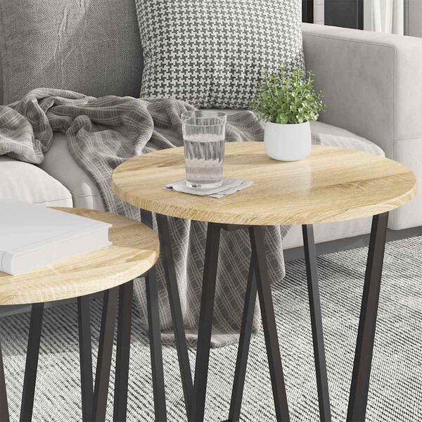 Kisasztal készlet 2 db Sonoma Tölgy és Fekete 50 x 50 x 50,5 cm