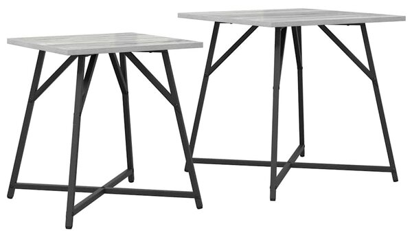 Kisasztal készlet 2 db Szürke Sonoma és Fekete 50 x 50 x 50 cm