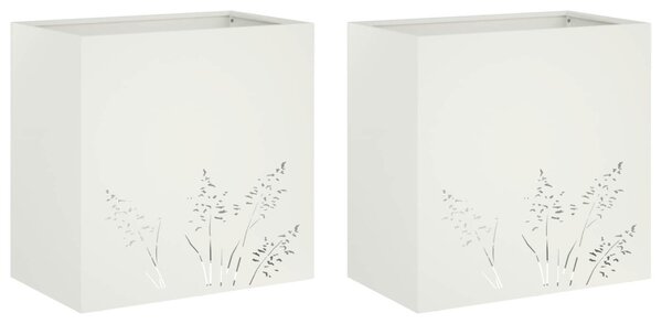 Kerti cserép 2 db Fehér 50 x 30 x 49 cm Hidegen hengerelt acél