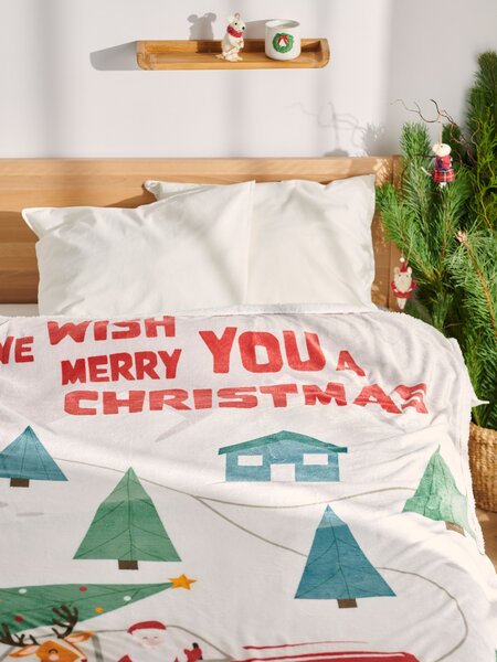 Sinsay - Karácsonyi ágytakaró mintával és „We wish you a Merry Christmas” felirattal - többszínű