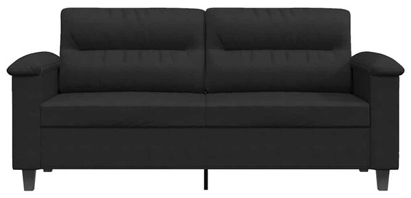 Kétszemélyes fekete mikroszálas szövetkanapé 140 cm
