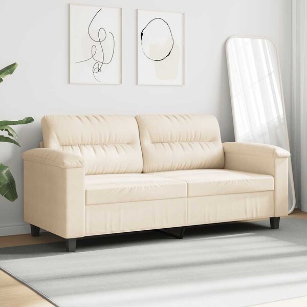 Kétszemélyes bézs mikroszálas szövetkanapé 140 cm