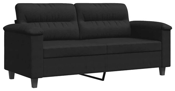 Kétszemélyes fekete mikroszálas szövetkanapé 140 cm
