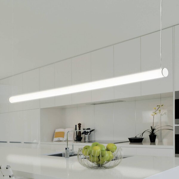 TECNICO by Sforzin Pirgos LED-es függőlámpa, 200 cm hosszú, fényerőszabályzó, fehér, dimmelhető, Fehér / opál, Nappali / Étkező, Műanyag, Modern
