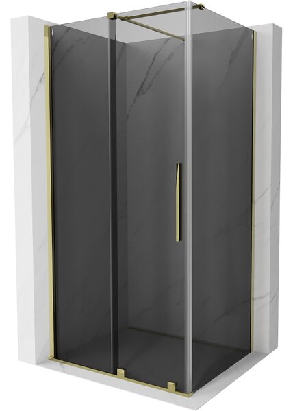 Mexen Velar, zuhanykabin tolóajtóval 100 x 120 cm, 8mm szürke üveg, arany fényes, 871-100-120-41-50