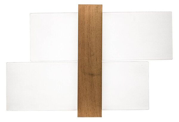 SOLLUX LIGHTING Shifted 1 fali világítás, üveg és világos fa, dimmelhető, Világos fa, Nappali / Étkező, Üveg, Modern