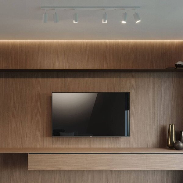SOLLUX LIGHTING Mennyezeti spotlámpa, fehér, 6 izzós, lineáris, dimmelhető, Fehér / opál, Nappali / Étkező, fém, Modern
