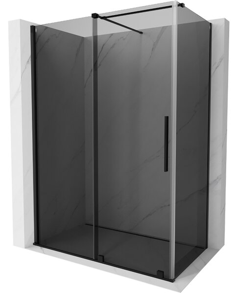 Mexen Velar, tolóajtós zuhanykabin 150 x 80 cm, 8mm szürke üveg, fekete matt, 871-150-080-41-70