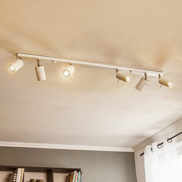 SOLLUX LIGHTING Mennyezeti spotlámpa, fehér, 6 izzós, lineáris, dimmelhető, Fehér / opál, Nappali / Étkező, fém, Modern