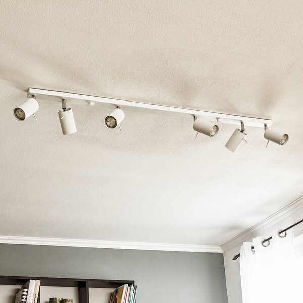SOLLUX LIGHTING Mennyezeti spotlámpa, fehér, 6 izzós, lineáris, dimmelhető, Fehér / opál, Nappali / Étkező, fém, Modern