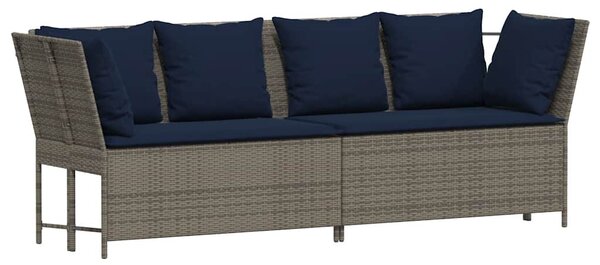 Szürke polyrattan kerti kanapé párnákkal