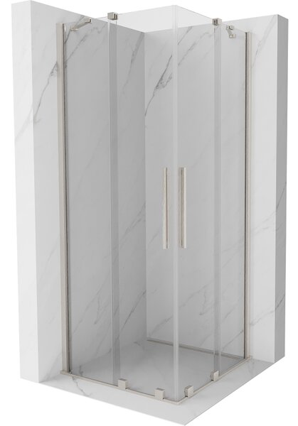 Mexen Velar Duo, zuhanykabin tolóajtóval 90 x 90 cm, 8mm átlátszó üveg, csiszolt acél, 871-090-090-02-97