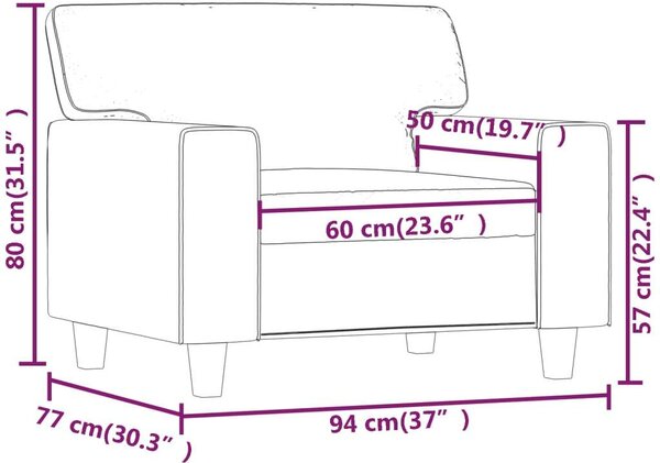 VidaXL bordó műbőr kanapéfotel 60 cm