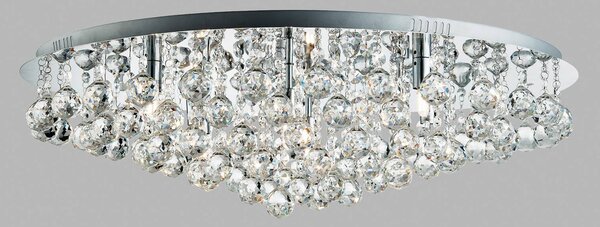 Searchlight Mennyezeti lámpa Hanna krómozott üveg kristály gömbök 80 cm, dimmelhető, Króm / ezüst, Nappali / Étkező, fém