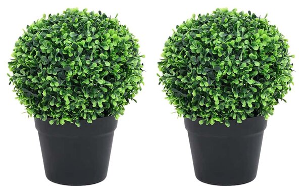 2 db zöld gömbalakú cserepes műpuszpáng 27 cm