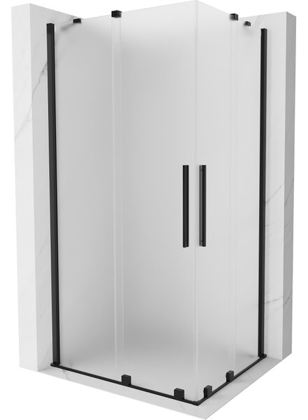 Mexen Velar Duo, zuhanykabin tolóajtóval 90 x 80 cm, 8 mm-es matt üveg, fekete matt, 871-090-080-32-70