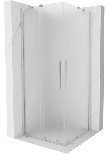 Mexen Velar Duo, zuhanykabin tolóajtóval 100 x 100 cm, 8 mm-es mattüveg, csiszolt acél, 871-100-100-32-97