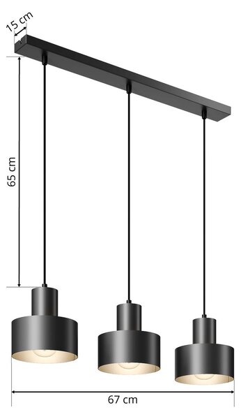 SIGMA Lógó világítás Rif, lineáris, 3 izzós, fekete, dimmelhető, Fekete, Nappali / Étkező, fém, Modern