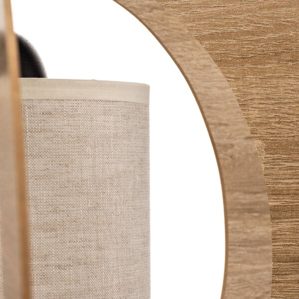 SIGMA Modern C M lógó világítás fa lamellákkal Ø 50 cm, dimmelhető, Világos fa, Nappali / Étkező, Fa, Modern