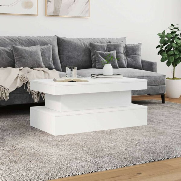 VidaXL LED-es Dohányzóasztal - Fehér - 90x50x40 cm