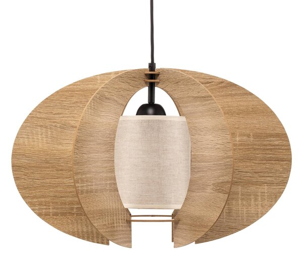 SIGMA Modern C M lógó világítás fa lamellákkal Ø 50 cm, dimmelhető, Világos fa, Nappali / Étkező, Fa, Modern