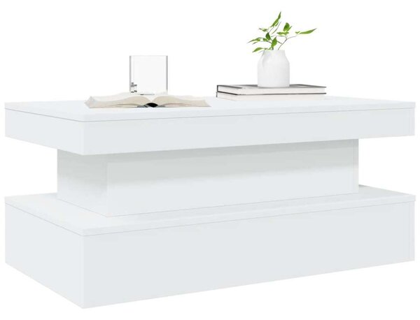 VidaXL LED-es Dohányzóasztal - Fehér - 90x50x40 cm