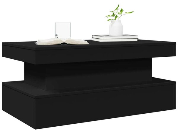 VidaXL LED-es Dohányzóasztal - Fekete - 90x50x40 cm