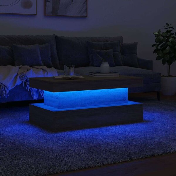 VidaXL LED-es Dohányzóasztal - Sonoma Tölgy - 90x50x40 cm