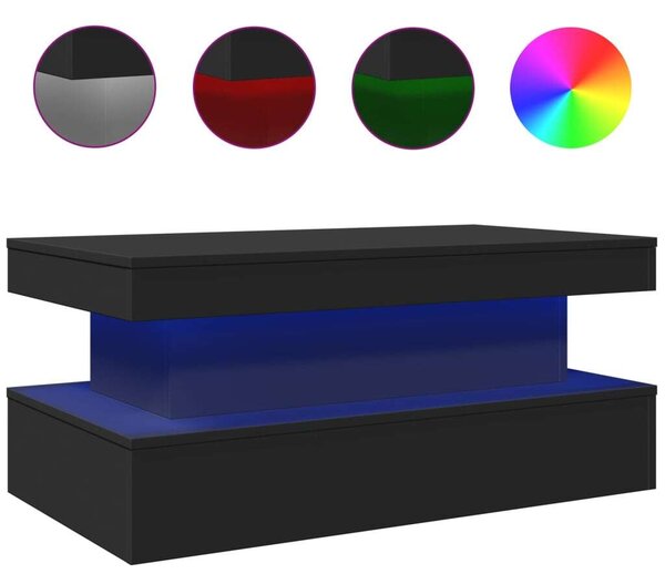 VidaXL LED-es Dohányzóasztal - Fekete - 90x50x40 cm