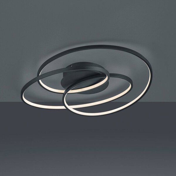 Trio Lighting LED mennyezeti lámpa Gale, 60 cm, fekete matt, dimmelhető, Fekete, Nappali / Étkező, fém, Modern