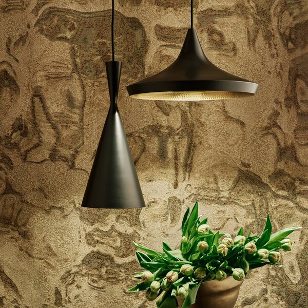 Tom Dixon Beat Wide LED függő lámpa, fekete, dimmelhető, Fekete, Nappali / Étkező, Sárgaréz, Dizájn