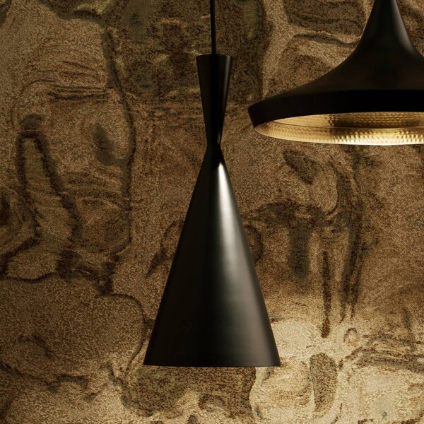 Tom Dixon Beat Tall LED függő lámpa, fekete, dimmelhető, Fekete, Nappali / Étkező, Sárgaréz, Dizájn