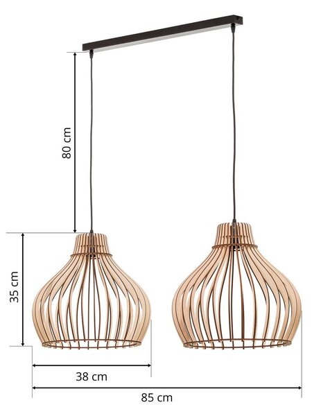 TEMAR LIGHTING Lógó világítás Barrel 2 izzós, dimmelhető, Világos fa, Nappali / Étkező, Fa, Vidéki otthon / Rusztikus