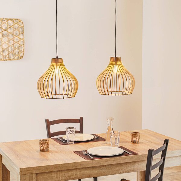 TEMAR LIGHTING Lógó világítás Barrel 2 izzós, dimmelhető, Világos fa, Nappali / Étkező, Fa, Vidéki otthon / Rusztikus