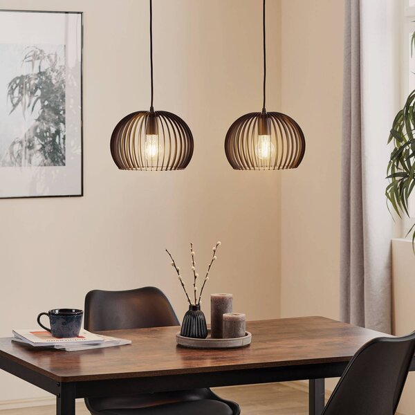 TEMAR LIGHTING Larus fekete acélból készült lógó lámpa, 2 izzós, dimmelhető, Fekete, Nappali / Étkező, fém, Modern